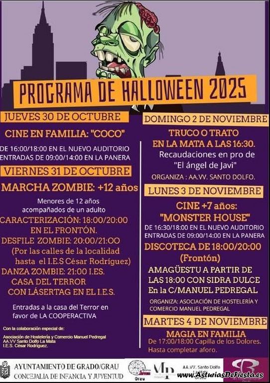 Una gran fiesta zombie animará Grado durante la tarde de Halloween