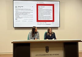 Alejandra González y Sonsoles Peralta, en la sala de prensa del Ayuntamiento.