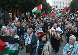Manifestación a favor de Palestina en Gijón.