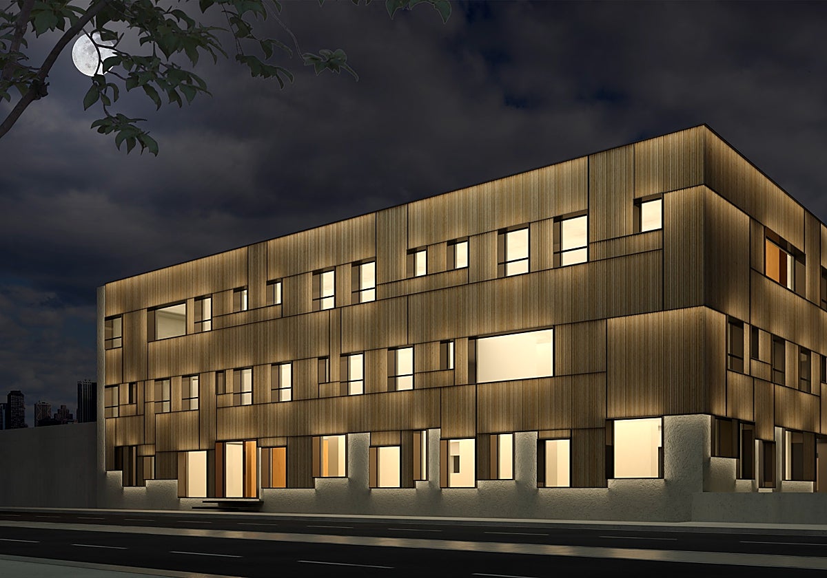 Recreación de la fachada del Albergue Covadonga, en Gijón, tras la reforma proyectada en el edificio.