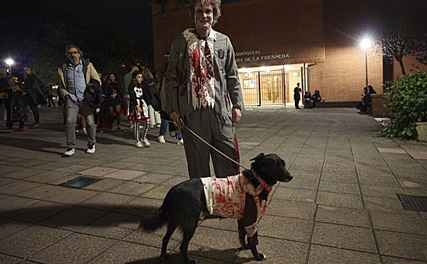 Hasta las mascotas se suman a la fiesta sangrienta.