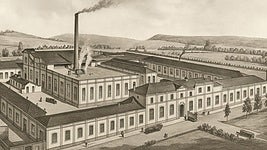 Recinto fabril de La Sombrerera con las manzanas de enfrente sin construir. Fecha: 1901