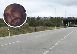 Imagen de archivo de la N-634 donde tuvo lugar el accidente; arriba, a la izquierda, el fallecido en el siniestro.