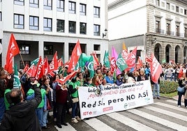 Educadoras infantiles, durante la manifestación en Oviedo celebrada esta semana.