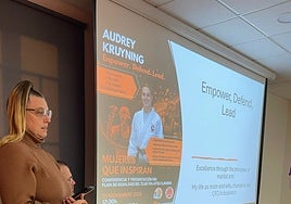 Audrey Kruyning, durante su charla en Llanera.