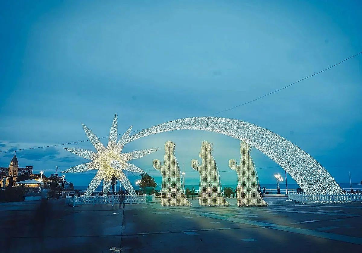 Representación de una de las estrellas gigantes que brillará en Gijón durante esta Navidad.