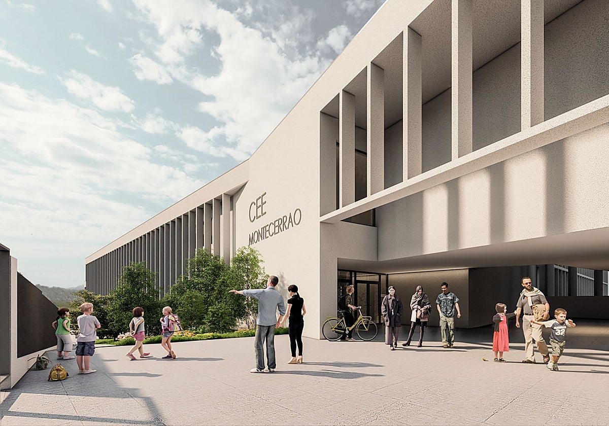 Infografía del nuevo Colegio de Educación Especial de Montecerrao, donde ya han comenzado las obras con el movimiento de tierras.