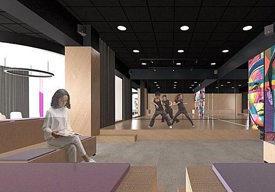 Infografía del nuevo diseño de una zona del Edificio Fuero que se convertirá en Espacio Joven.