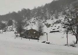 Nevando en Fuentes de Invierno la pasada noche.