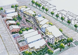 Uno de los bocetos con los que El Llar presenta su proyecto de 'cohousing' para Gijón.