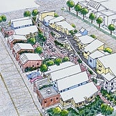 Uno de los bocetos con los que El Llar presenta su proyecto de 'cohousing' para Gijón.