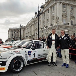 Moya y Sainz, en el Rallye España Histórico celebrado en 2013 en Madrid.