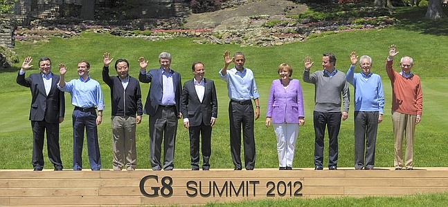 Los líderes reunidos en Camp David. / Afp