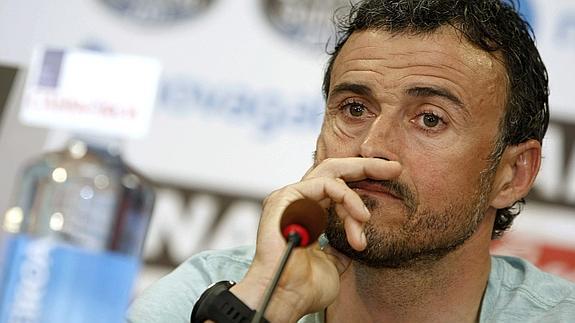 Luis Enrique, durante su despedida.