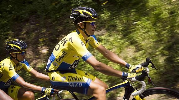 Contador, durante la etapa. 