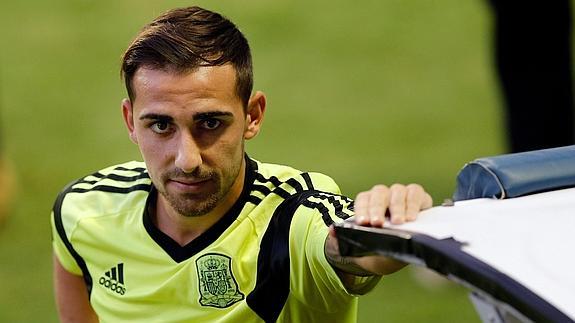 Alcácer, durante un entrenamiento. 