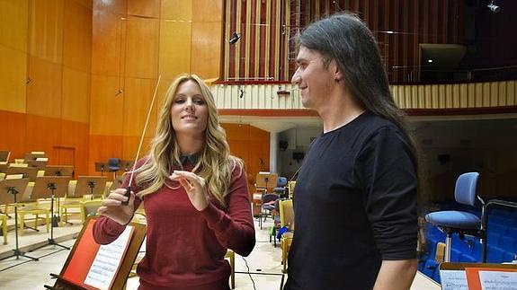 Edurne, durante la grabación.