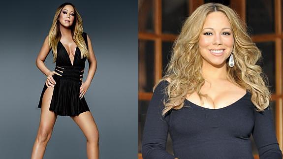 Mariah Carey, en la portada del disco y en una imagen reciente. 