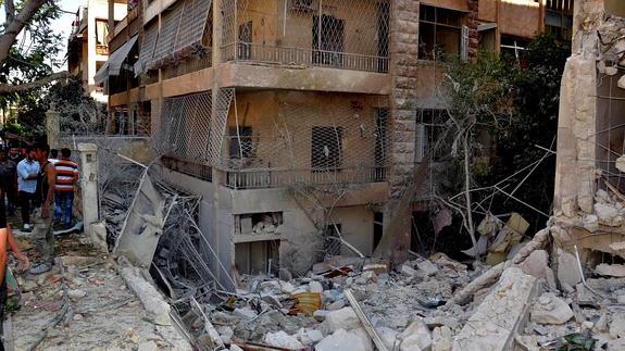 Un edificio, tras un ataque en Alepo.