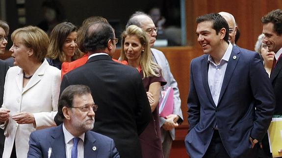 Merkel, Tsipras y Rajoy, en la cumbre. 