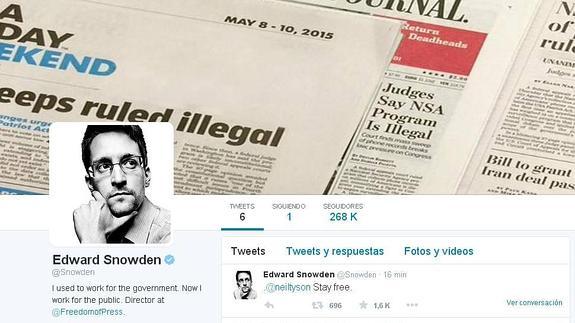 Perfil de Twitter de Edward Snowden.