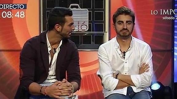 Suso y Quique, de GH 16, en la sala de expulsiones.