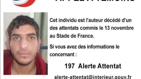 La imagen del segundo sospechoso difundida por la Policía francesa.