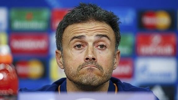 Luis Enrique, en la rueda de prensa previa al partido en Leverkusen. 