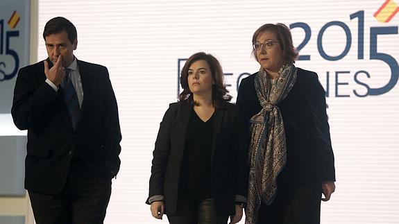 Soraya visita el Centro de Datos instalado por el Gobierno con motivo de las Elecciones Generales 2015 en un pabellón del recinto ferial Ifema de Madrid. 