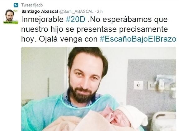 Mensaje de Santiago Abascal en Twitter.