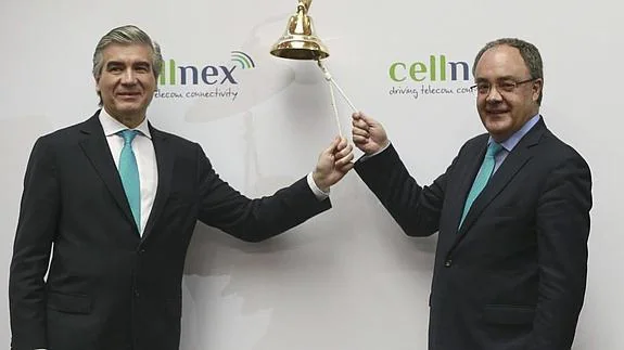 El presidente de Cellnex, Francisco Reynés, y el consejero delegado, Tobías Martínez. 