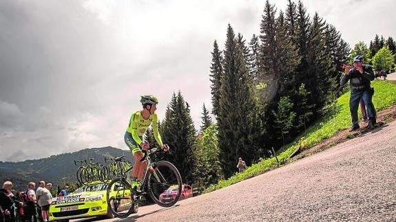 Alberto Contador, durante la prólogo de la Dauphiné. 