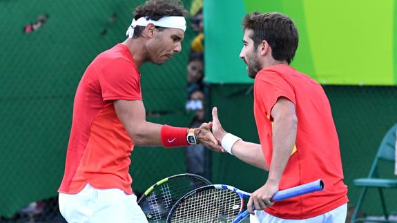 Nadal y Lopez, durante un partido. 