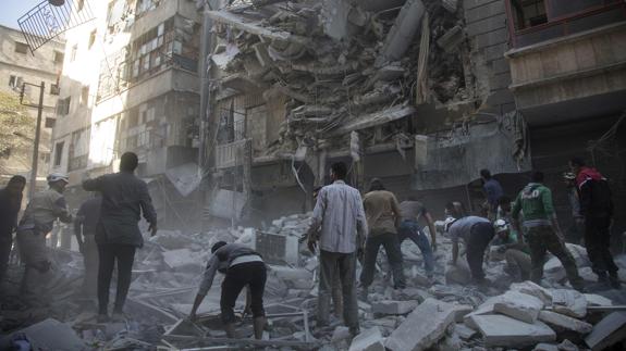 Una de las zonas afectadas por el bombardeo.