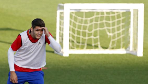 Álvaro Morata, en un entrenamiento con la selección. 