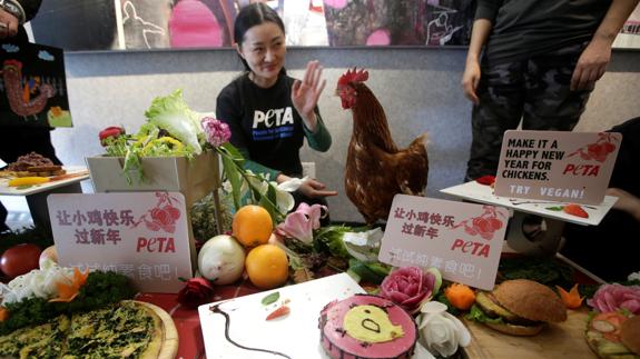 La simbólica comida organizada por PETA.