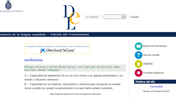La definición de 'resiliencia' ha sido la más buscada.