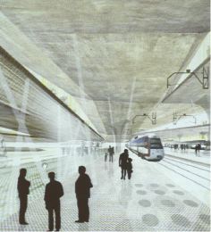 VIRTUAL. Estación del metrotrén en Moreda, según el proyecto de Junquera. / A. PIÑA