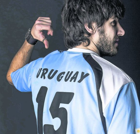 Maxi Cancio, con la elástica de Uruguay. 