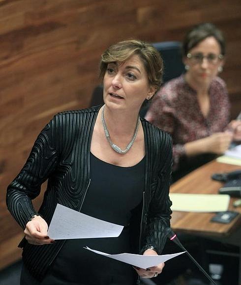 La consejera de Bienestar Social, Esther Díaz , durante el pleno de la Junta