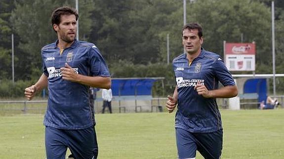 David Fernández y Esteban, en un entrenamiento.