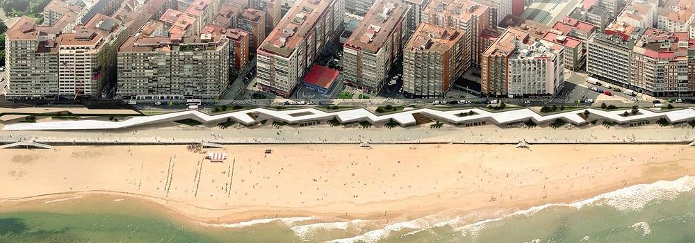 El nuevo paseo peatonal, con la pérgola peatonal más cercana a los edificios.
