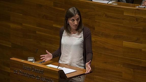 La diputada Lucía Montejo, hoy, durante su intervención en el Pleno.