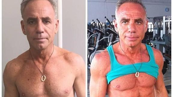 El arquitecto Joaquín Torres, antes y después de su intenso entrenamiento en el gimnasio