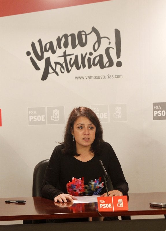 Adriana Lastra, ayer, en la sede regional del PSOE. 