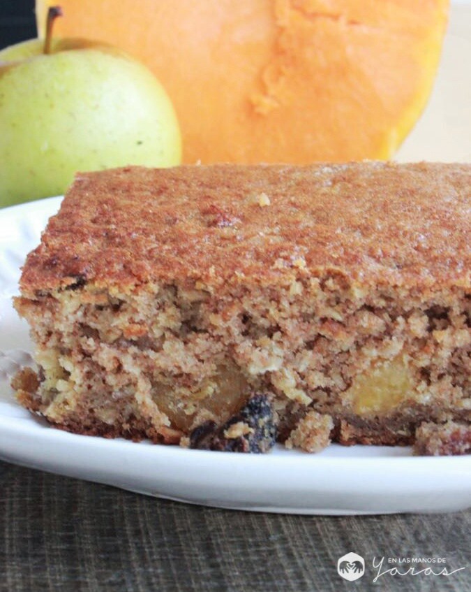 Bizcocho de avena, calabaza y harina de escanda, sin azúcar