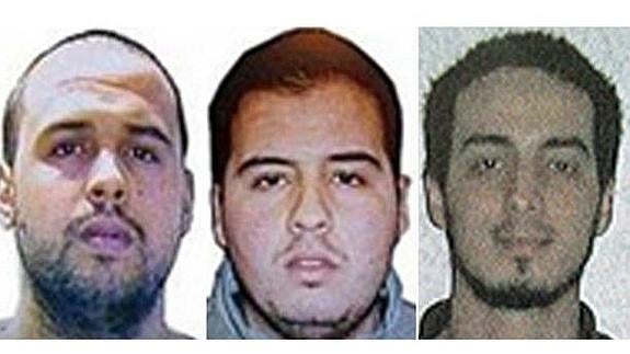 Los hermanos Khaled e Ibrahim El Bakraoui y Najim Laachraoui, identificados como los presuntos autores de los atentados.