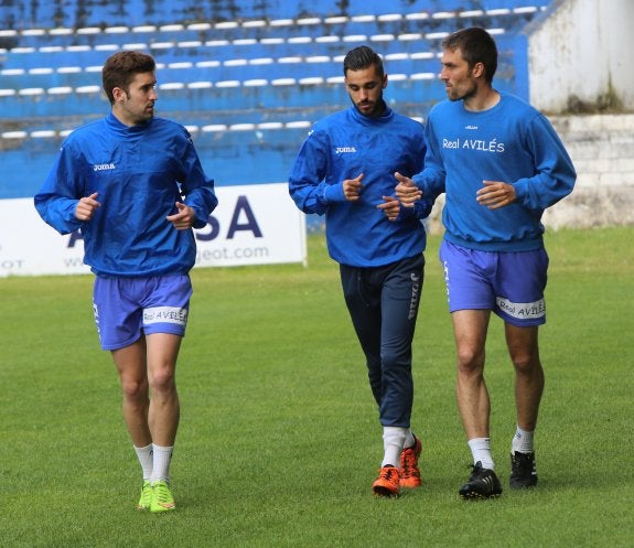 Luismi, Álex y Otero en la sesión de ayer. 