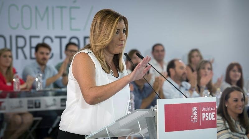 Susana Díaz, durante la rueda de prensa.