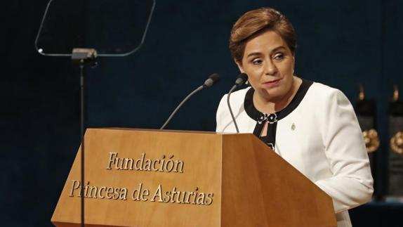 Patricia Espinosa, hoy, en Oviedo.